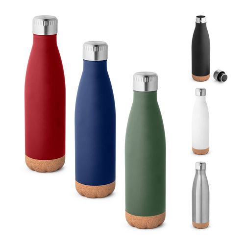 SOLBERG. Thermos 560mL en acier inox avec base en liège - 1