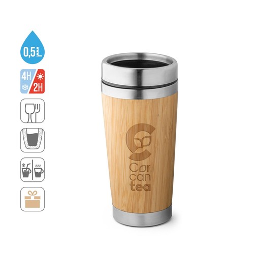 PIETRO. VASO DE VIAJE DE BAMBÚ DE 500 ML