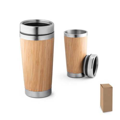 PIETRO. Vaso de viaje de bambú de 500 mL, Merchandising, artículos personalizados para tu promoción de marca