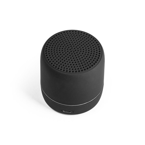black TURING. Altavoz portátil de 3W con 4 horas de autonomía, fabricado en ABS reciclado (100% rABS)