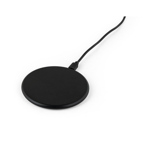 black SOVERY. Cargador inalámbrico rápido de 10W, fabricado en ABS reciclado (100% rABS)