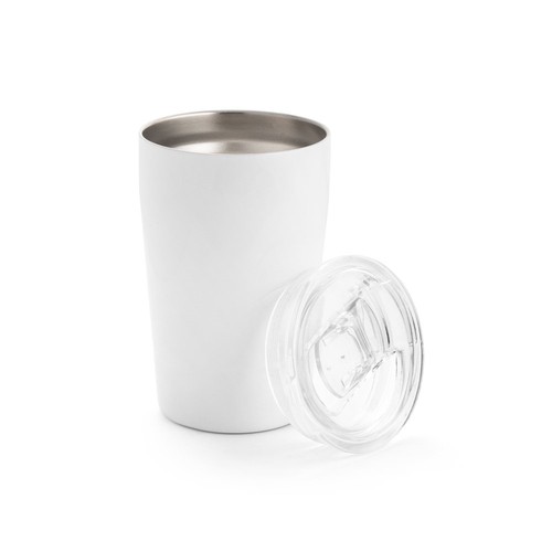white SLIDER. Vaso de viaje para sublimación de acero inoxidable 380 mL