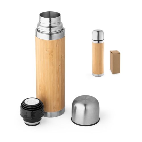 CEYLON. Thermos 450mL en bambou et acier inox - 1