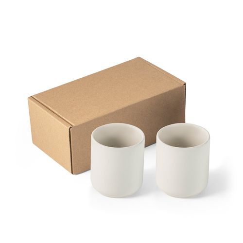 blanco pastel OWENS. Juego de tazas de cerámica