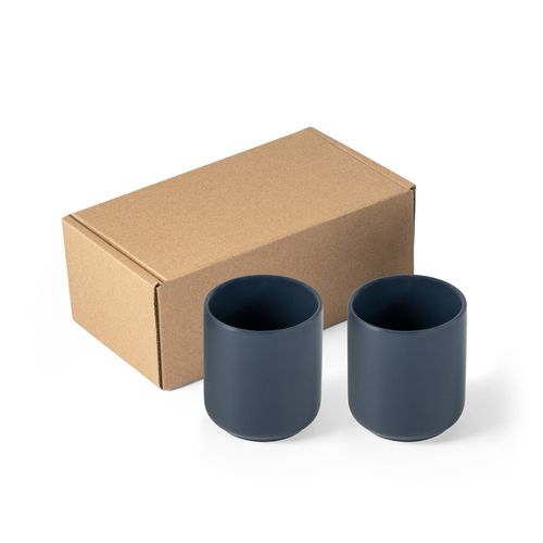 azul marino OWENS. Juego de tazas de cerámica