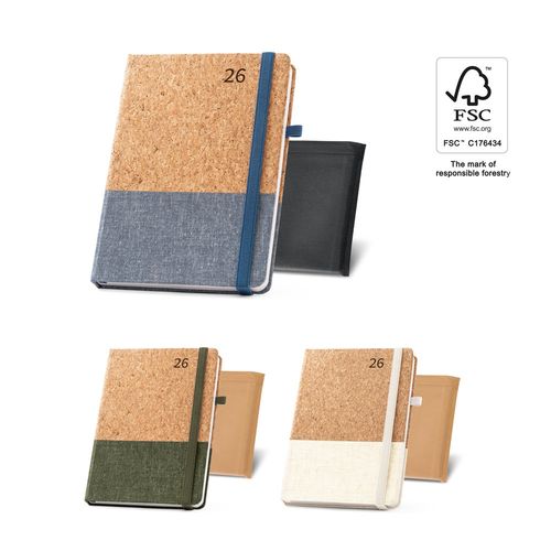 QUENTAL A5. Agenda de corcho y lino