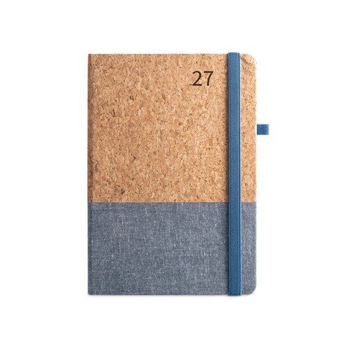 blue QUENTAL A5. Agenda de corcho y lino