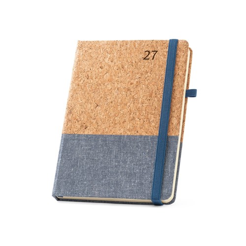 blue QUENTAL A5. Agenda de corcho y lino