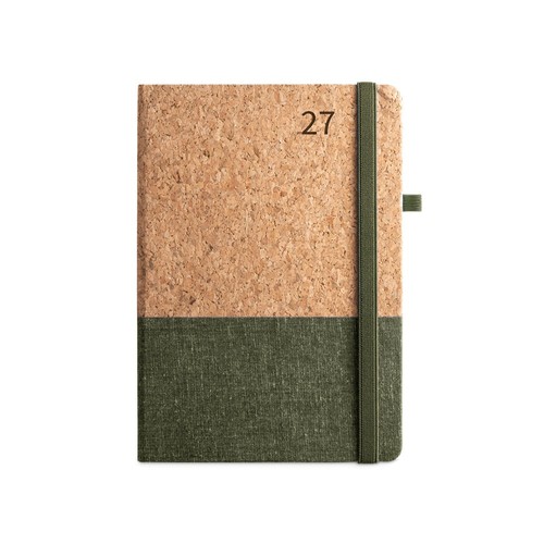 verde oscuro QUENTAL A5. Agenda de corcho y lino