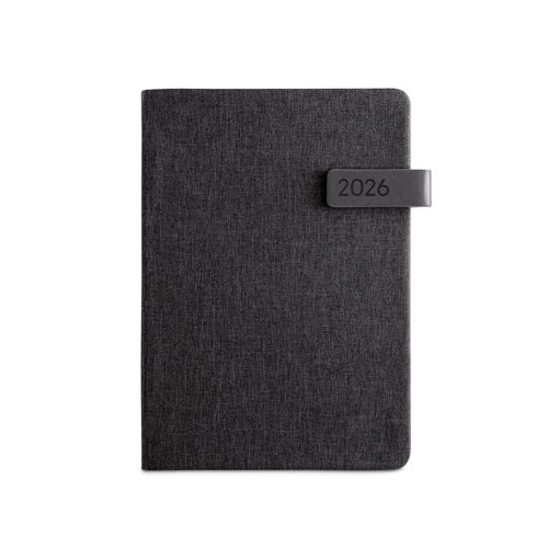 black ANDRESEN A5. Agenda en poliéster reciclado (100% rPET)