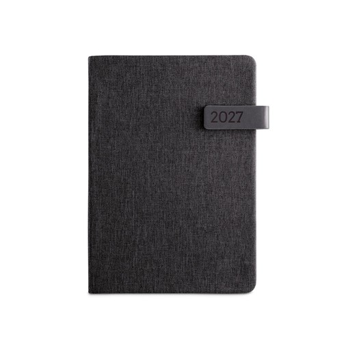 black ANDRESEN A5. Agenda en poliéster reciclado (100% rPET)