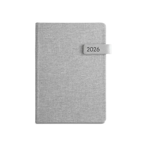 gris claro ANDRESEN A5. Agenda en poliéster reciclado (100% rPET)