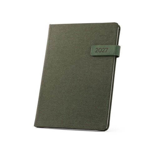 verde oscuro ANDRESEN B5. Agenda en poliéster reciclado (100% rPET)