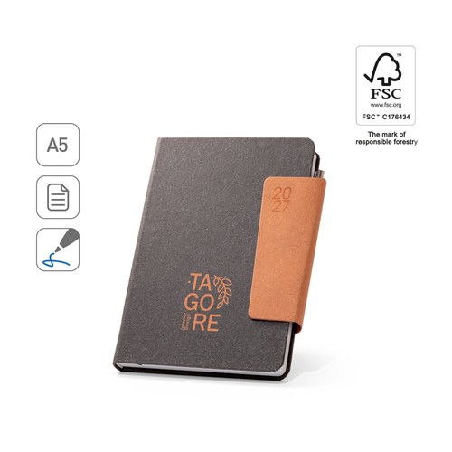 TAGORE A5. AGENDA A5 EN PIEL (58% RECICLADA)