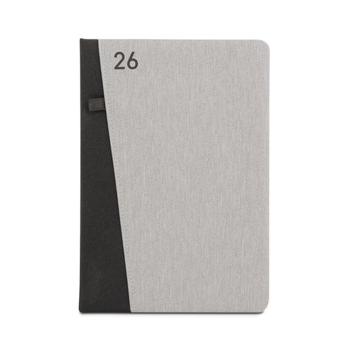 gray LARSSON A5. Agenda A5 en poliéster reciclado (100% rPET)