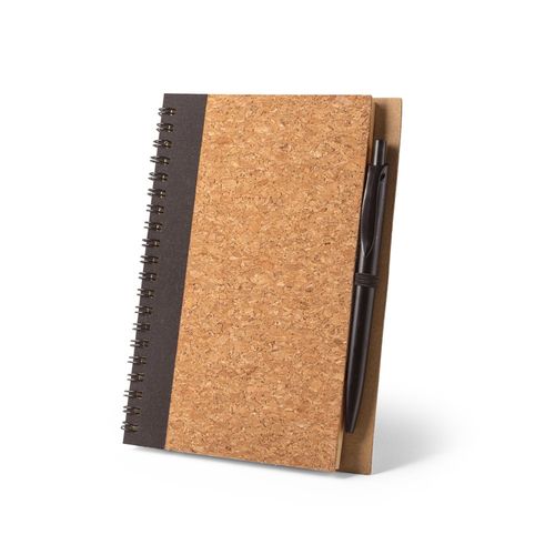 VICENTE. Carnet B6 en liège et polyester recyclé (100% rPET) avec stylo bille - 2
