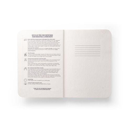 luz natural ORGANIC SEMI-RIGID. Bloc de notas A5 con tapa semirrígida de materia orgánica de elefante (80%)