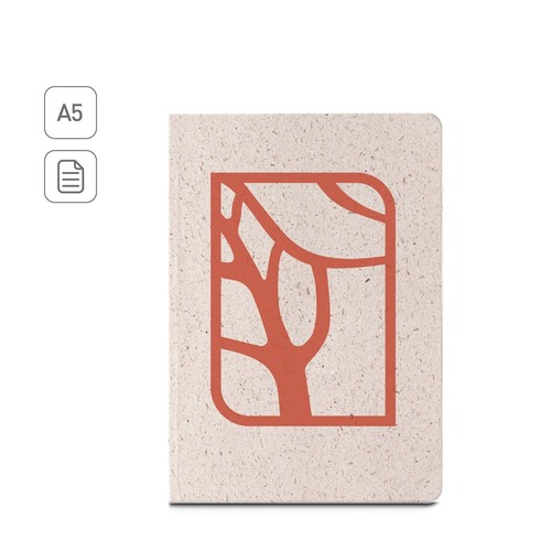 ORGANIC SEMI-RIGID. BLOC DE NOTAS A5 CON TAPA SEMIRRÍGIDA DE MATERIA ORGÁNICA DE ELEFANTE (80%)