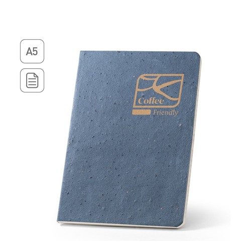 COFFEEPAD SEMI-RIGID. BLOC DE NOTAS A5 CON TAPA SEMIRRÍGIDA ELABORADO A PARTIR DE RESIDUOS DE CASCARILLA DE CAFÉ (65%)