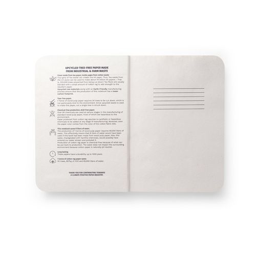natural TEAPAD SEMI-RIGID. Bloc de notas A5 con tapa semirrígida elaborado a partir de residuos de hojas de té (65%)