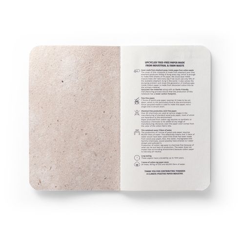 luz natural ORGANIC SOFT. Bloc de notas A6 con tapa flexible fabricado con materia orgánica de elefante (80%)