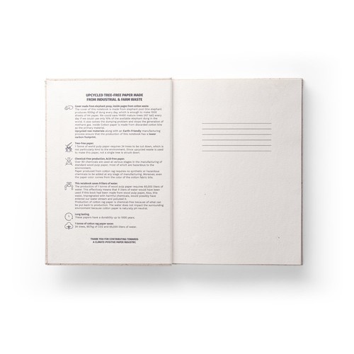 ORGANIC RIGID. Bloc de notas A5 con tapa dura de materia orgánica de elefante (80%)