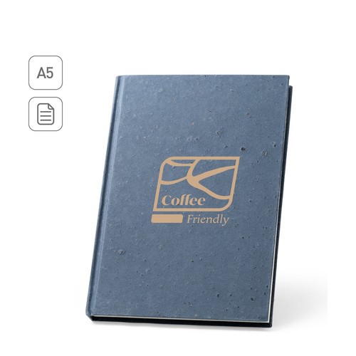 COFFEEPAD RIGID. BLOC DE NOTAS A5 CON TAPA DURA ELABORADO CON RESIDUOS DE CASCARILLA DE CAFÉ (65%)