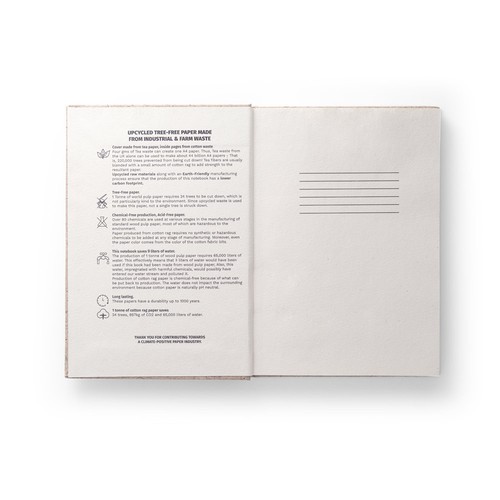 TEAPAD RIGID. Bloc-notes A5 avec couverture rigide fabriquée à partir de déchets de feuilles de thé (65%) - 4