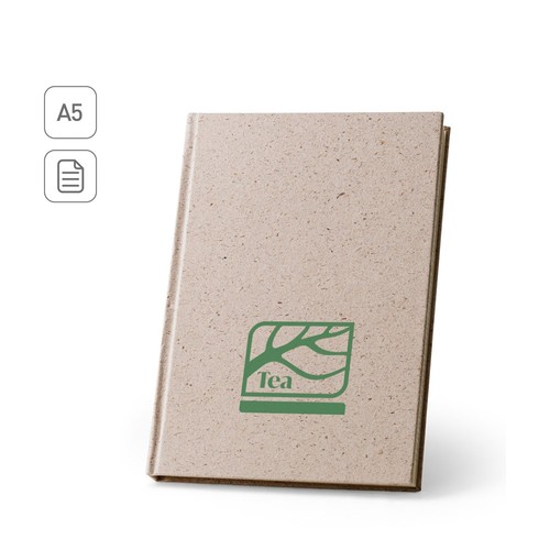 TEAPAD RIGID. BLOC DE NOTAS A5 CON TAPA DURA HECHO A PARTIR DE RESIDUOS DE HOJAS DE TÉ (65%)