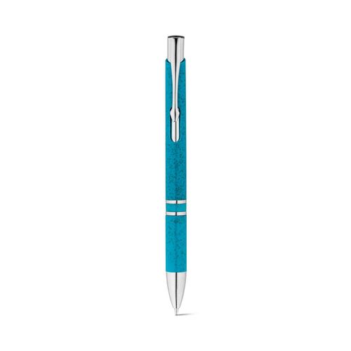 azul claro BETA WHEAT. Bolígrafo de fibra de paja y ABS con clip
