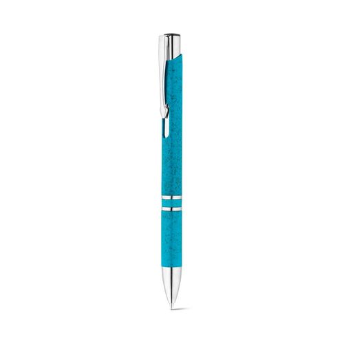 azul claro BETA WHEAT. Bolígrafo de fibra de paja y ABS con clip