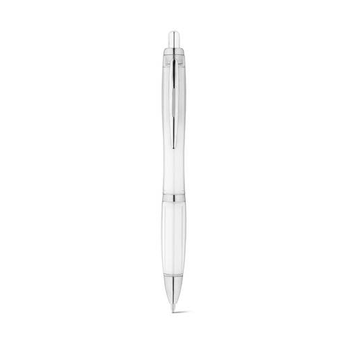 white SWING rPET. Bolígrafo de PET reciclado (100% rPET) con clip metálico