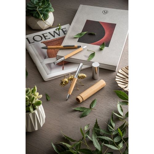 FUJI. Stylo bille en bambou et métal avec étui - 5