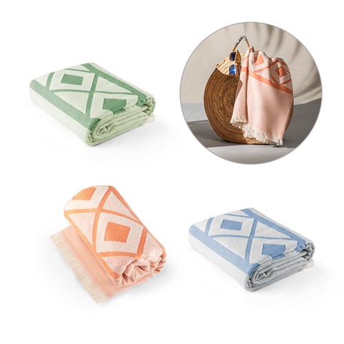 MALEK. Serviette de toilette multifonctionnelle et de bain (350g/m²) en coton léger et résistant (85%) et en coton recyclé (15%), RIONDET SERIPUB, EYBENS