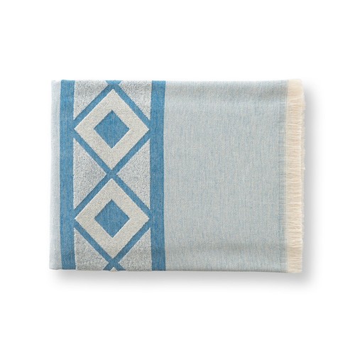 blue MALEK. Toalla de baño y multifuncional (350g/m²) fabricada en algodón ligero y resistente (85%) y algodón reciclado (15%)