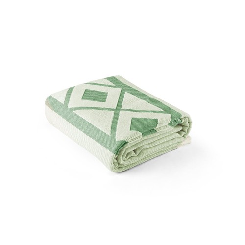 green MALEK. Toalla de baño y multifuncional (350g/m²) fabricada en algodón ligero y resistente (85%) y algodón reciclado (15%)