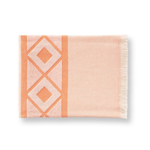 orange MALEK. Toalla de baño y multifuncional (350g/m²) fabricada en algodón ligero y resistente (85%) y algodón reciclado (15%)