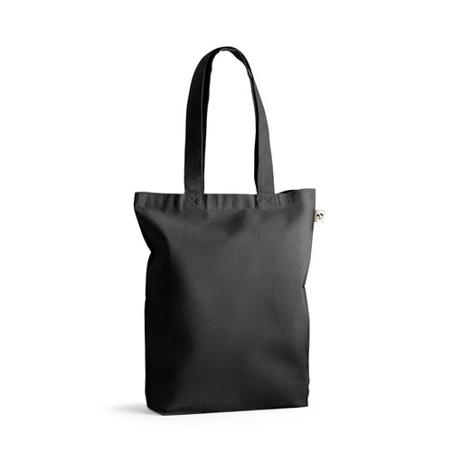 black MERIDA. Bolsa de algodón (50%), algodón reciclado (30%) y poliéster (20% rPET) (220 g/m²)