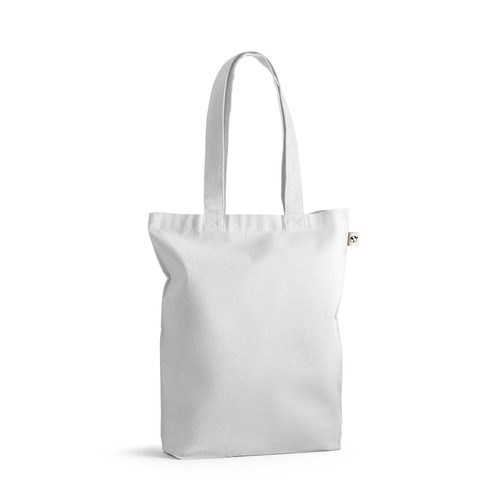 white MERIDA. Bolsa de algodón (50%), algodón reciclado (30%) y poliéster (20% rPET) (220 g/m²)