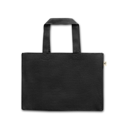 black CAMDEN. Bolsa de algodón (50%), algodón reciclado (30%) y poliéster (20% rPET) (280 g/m²)