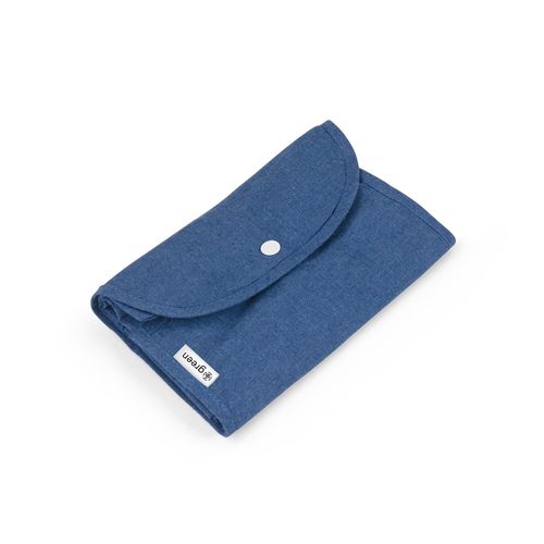 blue SIENA. Bolsa plegable de algodón (50%), algodón reciclado (30%) y poliéster (20% rPET) (140 g/m²)