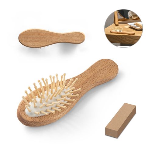 DERN. Brosse à cheveux en bois avec dents en bambou - 1