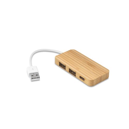 MOSER. HUB avec 2 ports USB-A et 1 USB-C en bambou - 2