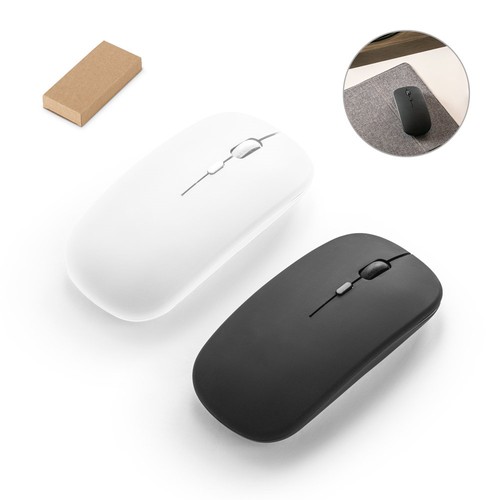 KHAN. RATÓN INALÁMBRICO CON BATERÍA DE 500MAH, FABRICADO EN ABS RECICLADO (100% RABS)