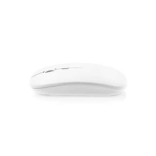 white KHAN. Ratón inalámbrico con batería de 500mAh, fabricado en ABS reciclado (100% rABS)