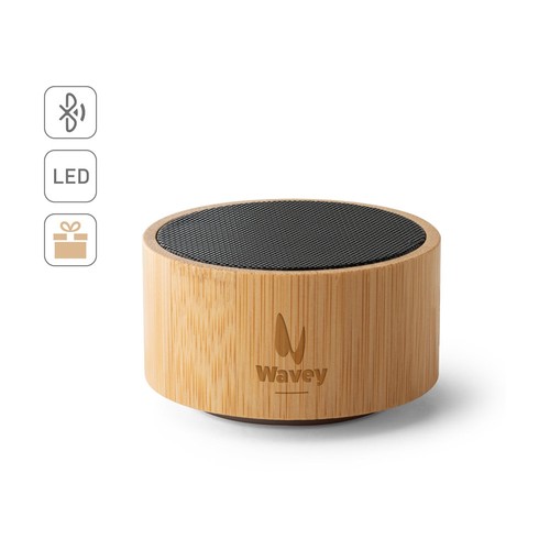 ARBER. ALTAVOZ PORTÁTIL DE 3W CON 4H DE AUTONOMÍA, FABRICADO EN BAMBÚ Y ABS RECICLADO (100 % RABS)