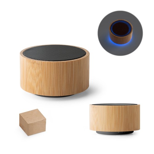 ARBER. ALTAVOZ PORTÁTIL DE 3W CON 4H DE AUTONOMÍA, FABRICADO EN BAMBÚ Y ABS RECICLADO (100 % RABS)