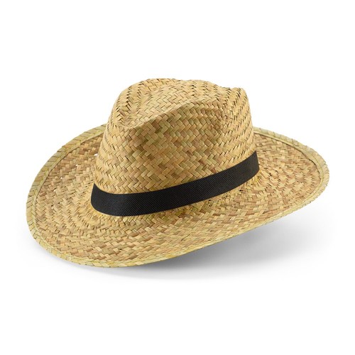 black JEAN POLI. Sombrero de paja natural