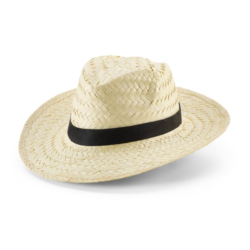 black EDWARD POLI. Sombrero de paja natural con cinta de poliéster