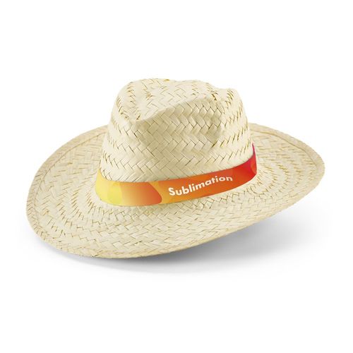white EDWARD RIB. Sombrero de paja natural con cinta sublimada